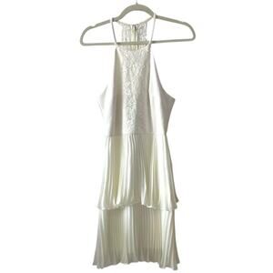 Max and Cleo Ivory Lace and Pleated Dress | Size 8